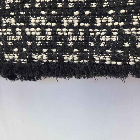 Ann Taylor Tweed Mini Skirt Black & White w/ Fringed Hem Size 8 - Picture 4 of 11